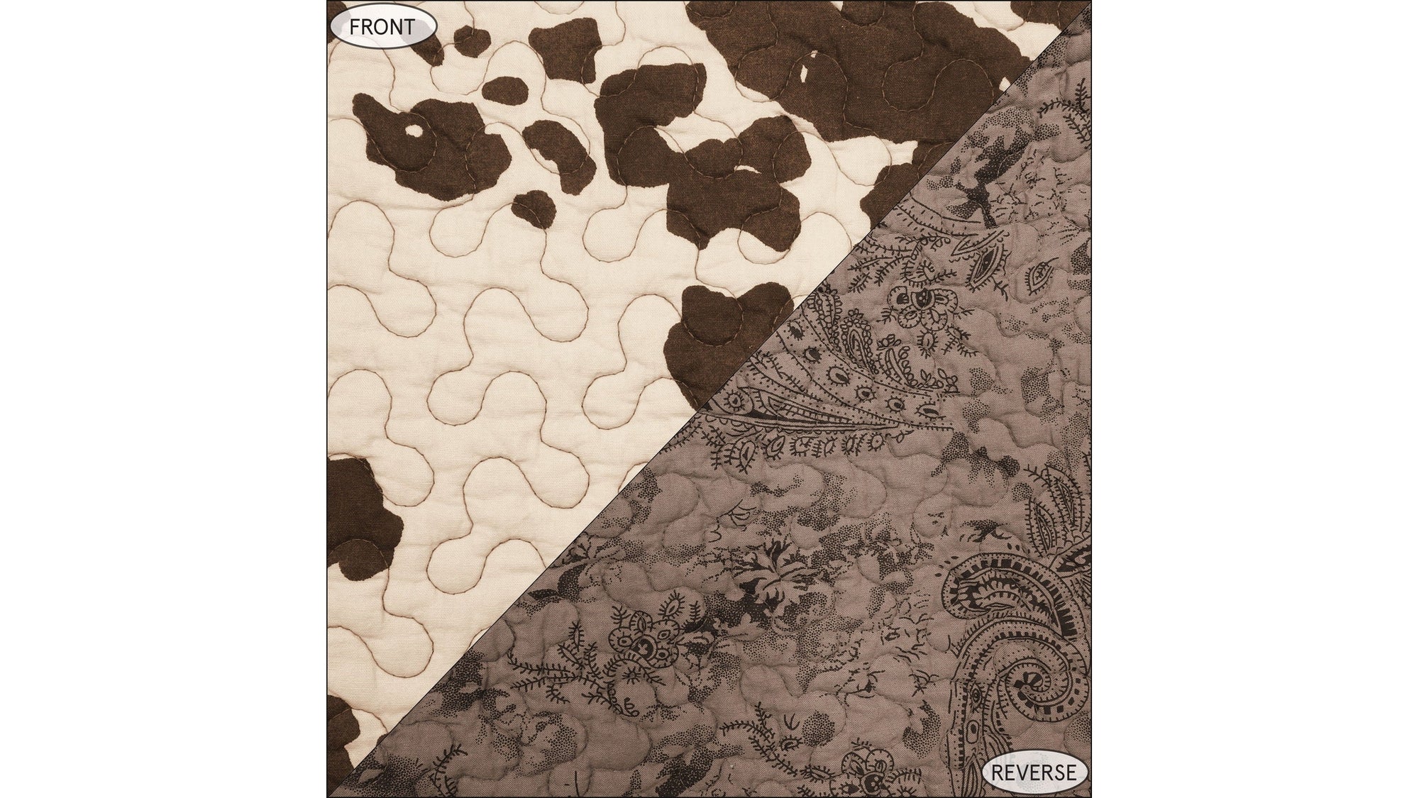 Elsa Cowhide - Full/Queen Reversible Quilt Set Set of 3 - Chocolate
