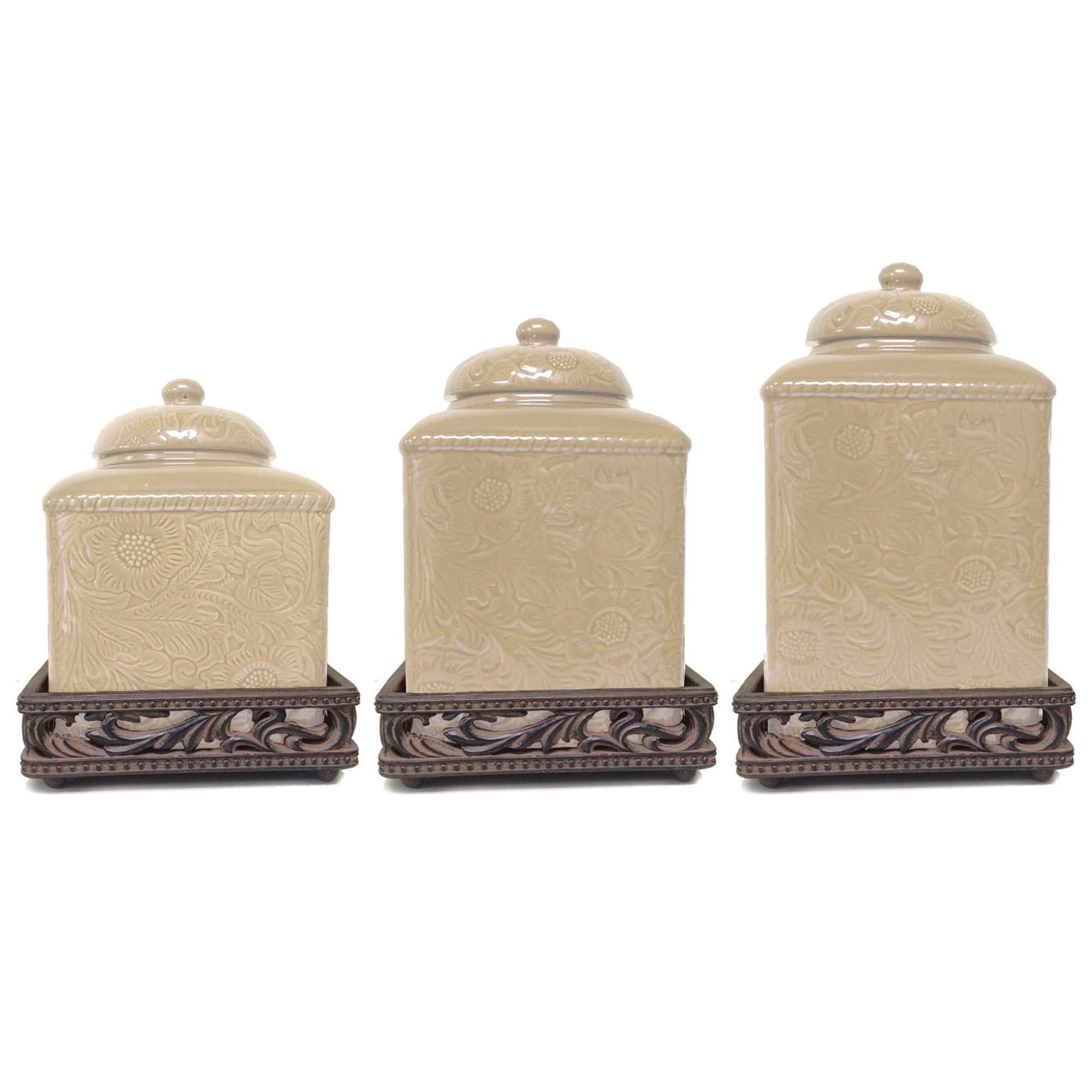 Savannah - Canister &amp; Base Set (Set of 6) - Cream