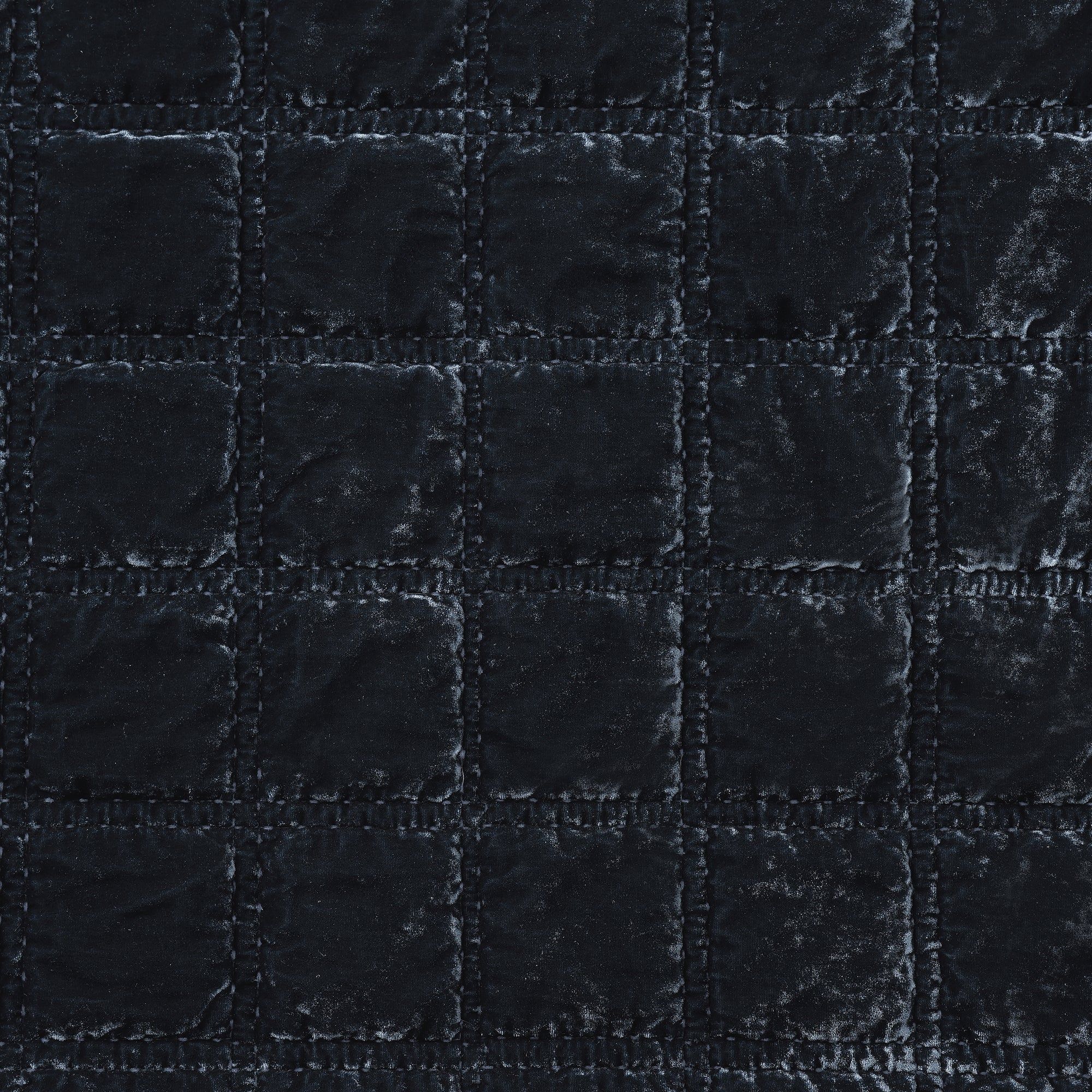Stella - King Faux Silk Velvet Double Box Stitch Quilt Set (Set of 3) - Midnight Blue