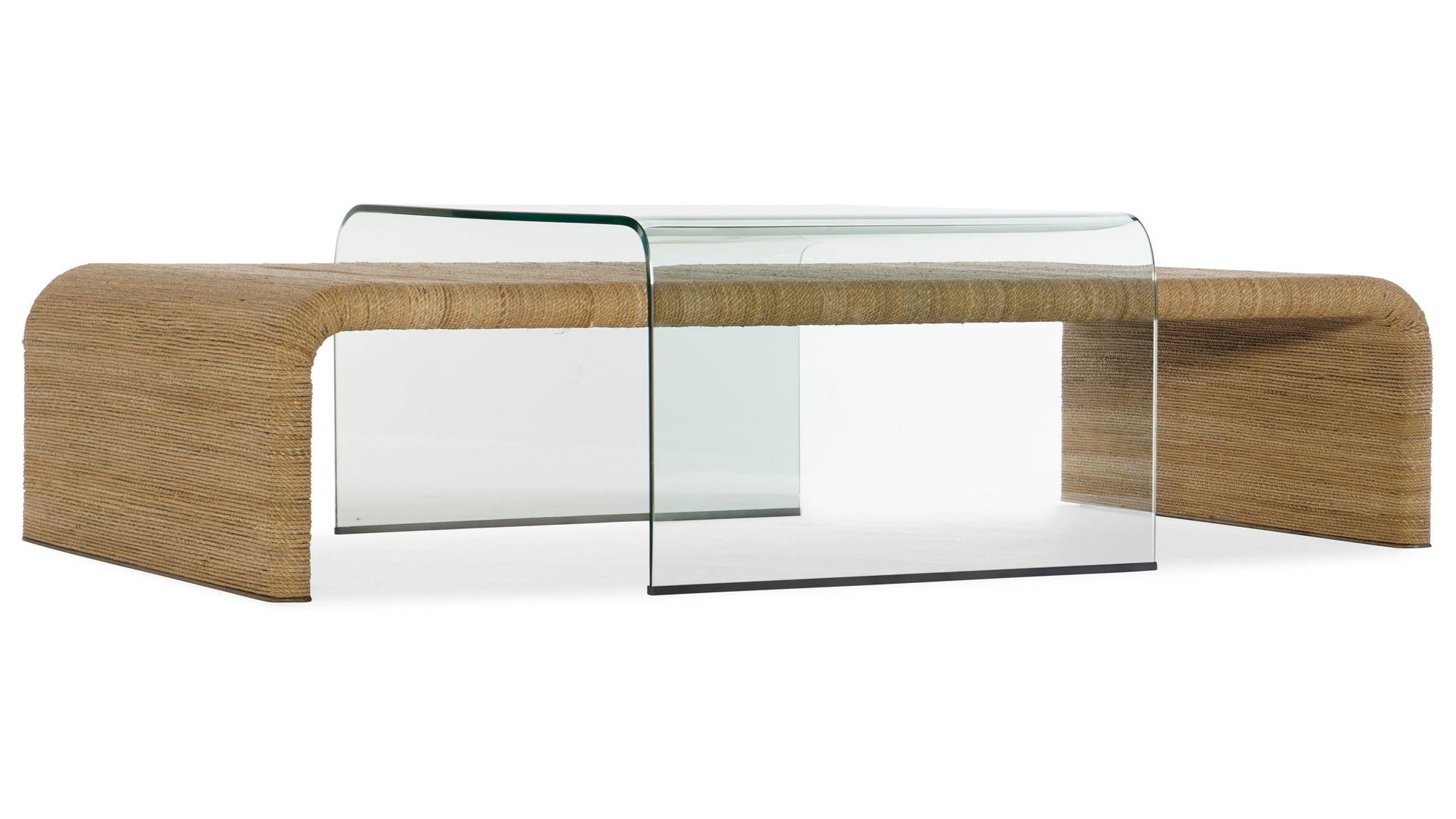 Amani - Rope And Glass Cocktail Table - Light Brown