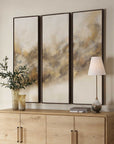 Smoke Break - Hand Painted Modern Art (Set of 3) - Black / Gray / Orange / Woodtone / Yellow