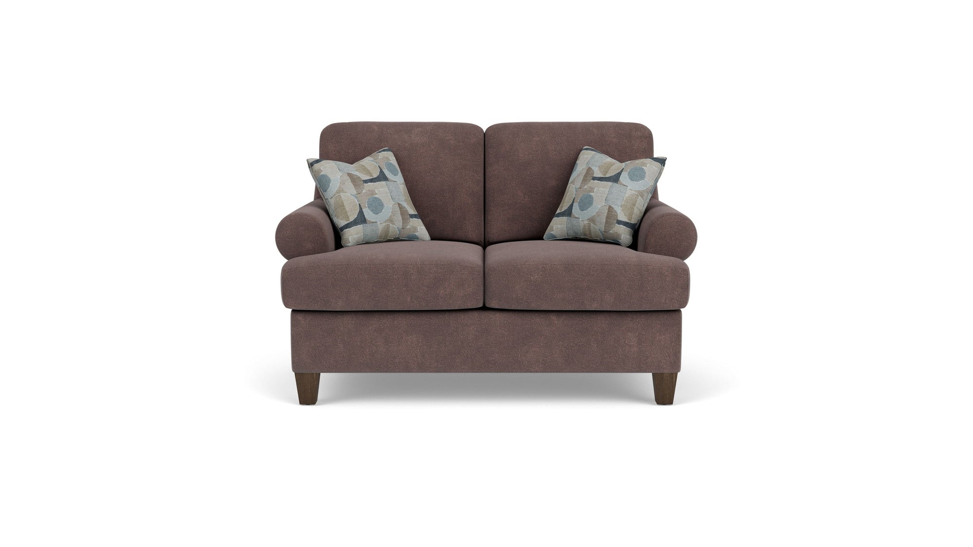 Moxy - Fabric Loveseat, T-Shaped Seat Cushion, Curved Sock Arms