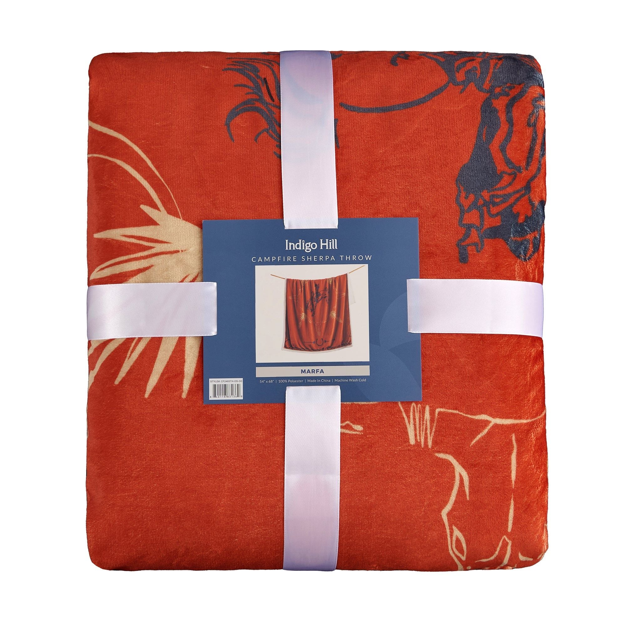 Campfire - Marfa Campfire Sherpa Throw Sunset Rider, 6 Per Carton - Red
