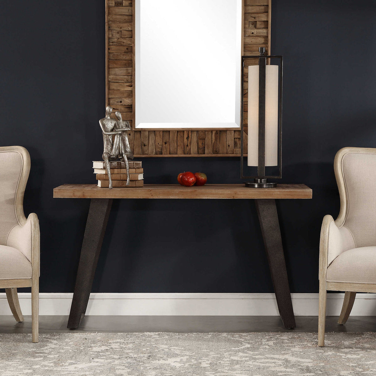 Freddy - Weathered Console Table - Light Brown &amp; Black