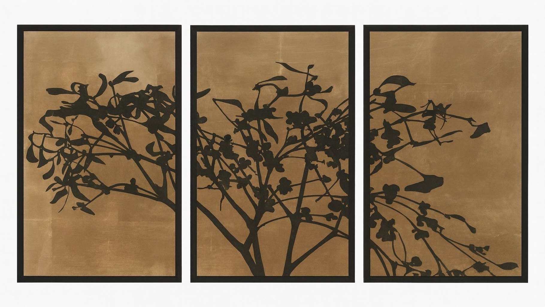 Tak Met Bloesem - Triptych Framed Print - Brown / Black