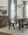 Dovetail - Solid American Oak - Round Table With A Metal Pedestal