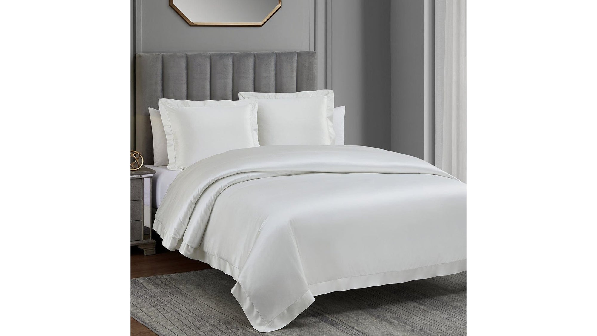 High Shine Satin - Queen Duvet Cover Set Set of 3 - White