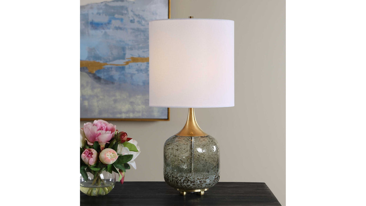 Glenn - Mottled Glass Table Lamp - Green