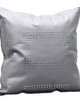 Genuine Leather - Geometric Studded Throw Pillow - Gray