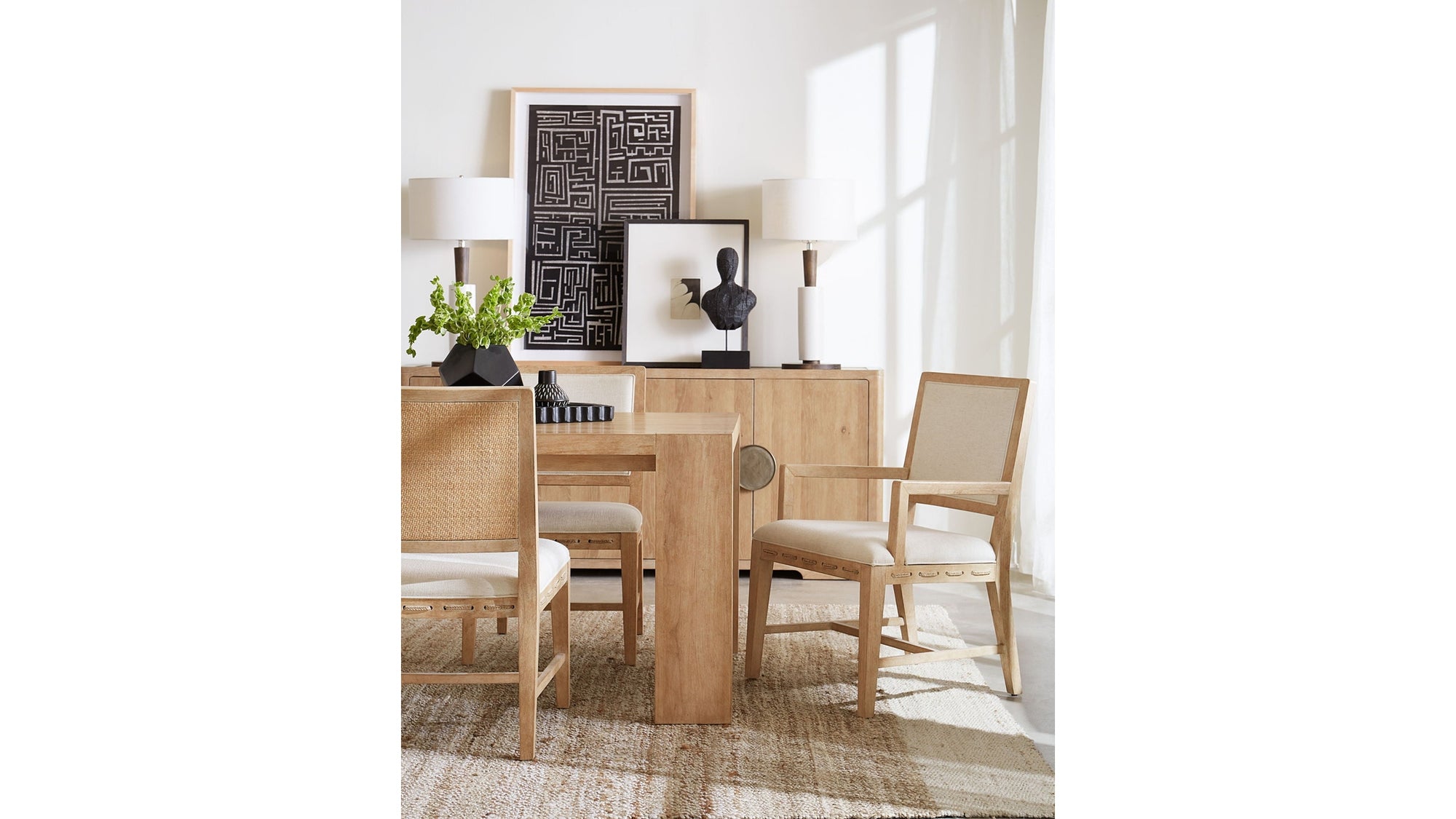 Retreat - Cane Back Arm Chair Set of 2 - Beige