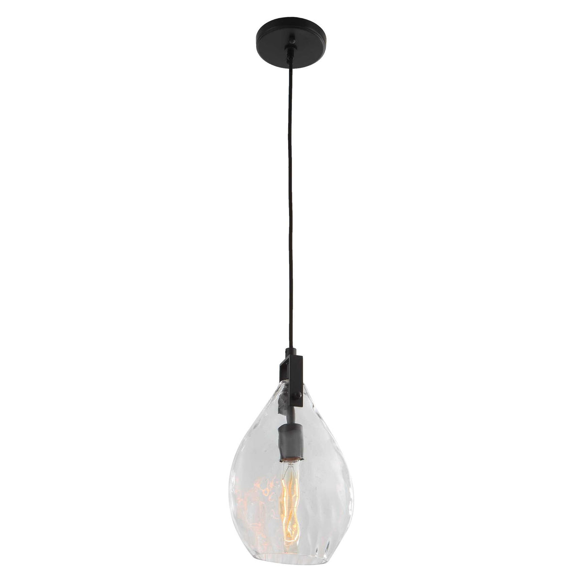 Campester - 1 Light Watered Glass Mini Pendant - Silver