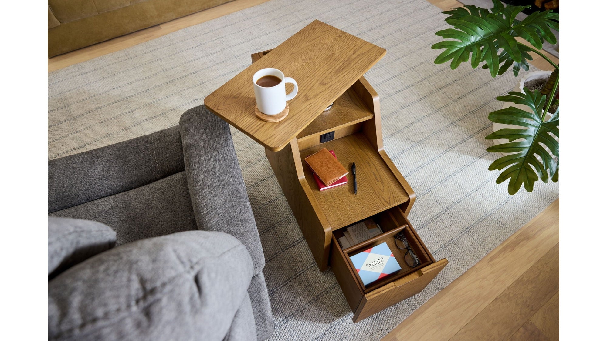 Sidekick - Smart Side Table - Light Brown