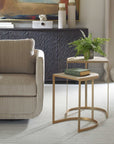 Lindon - Travertine Nesting Tables Set - Gold / White