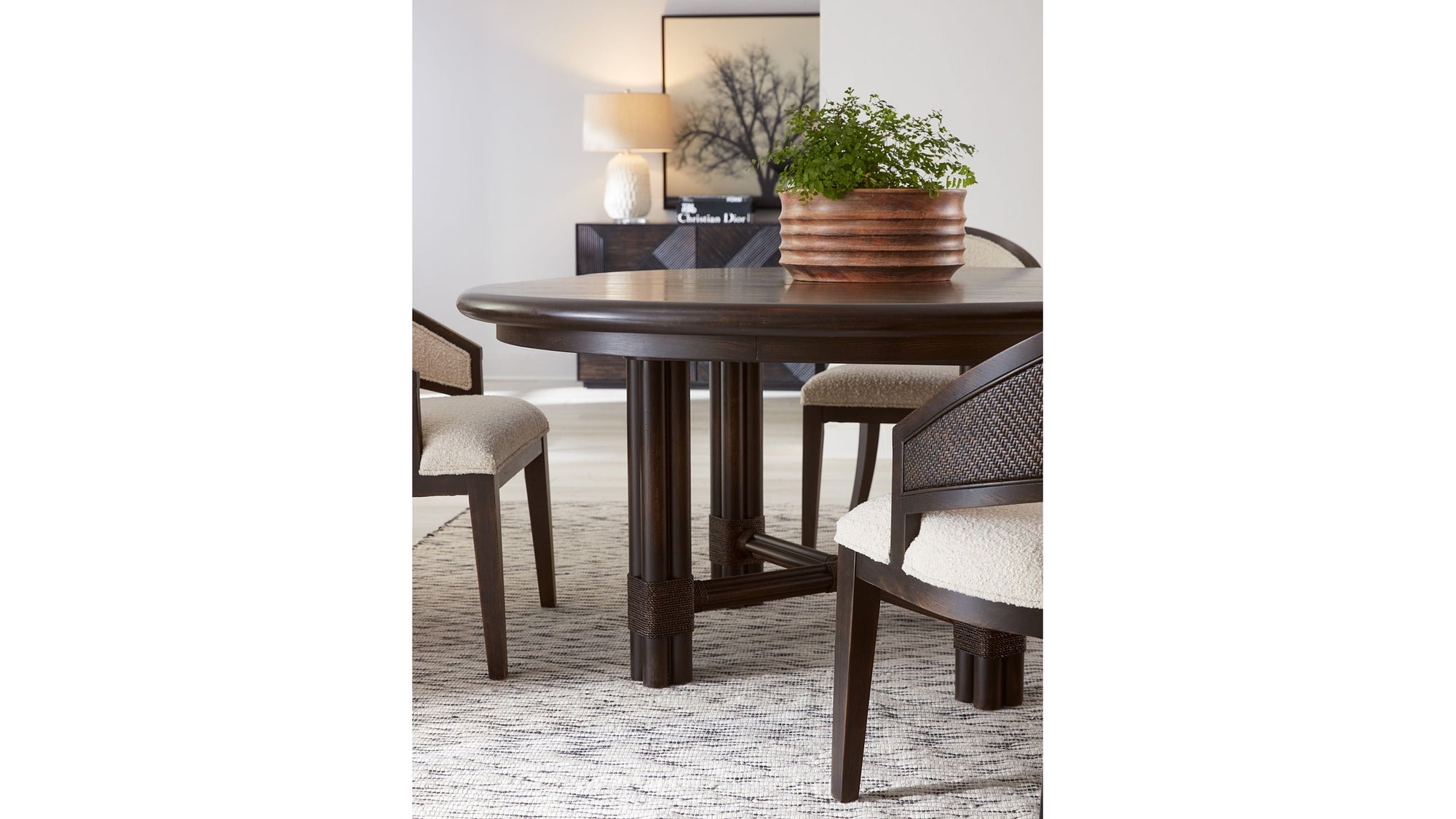 Retreat - Pole Rattan Round Dining Table With 1-20in Leaf