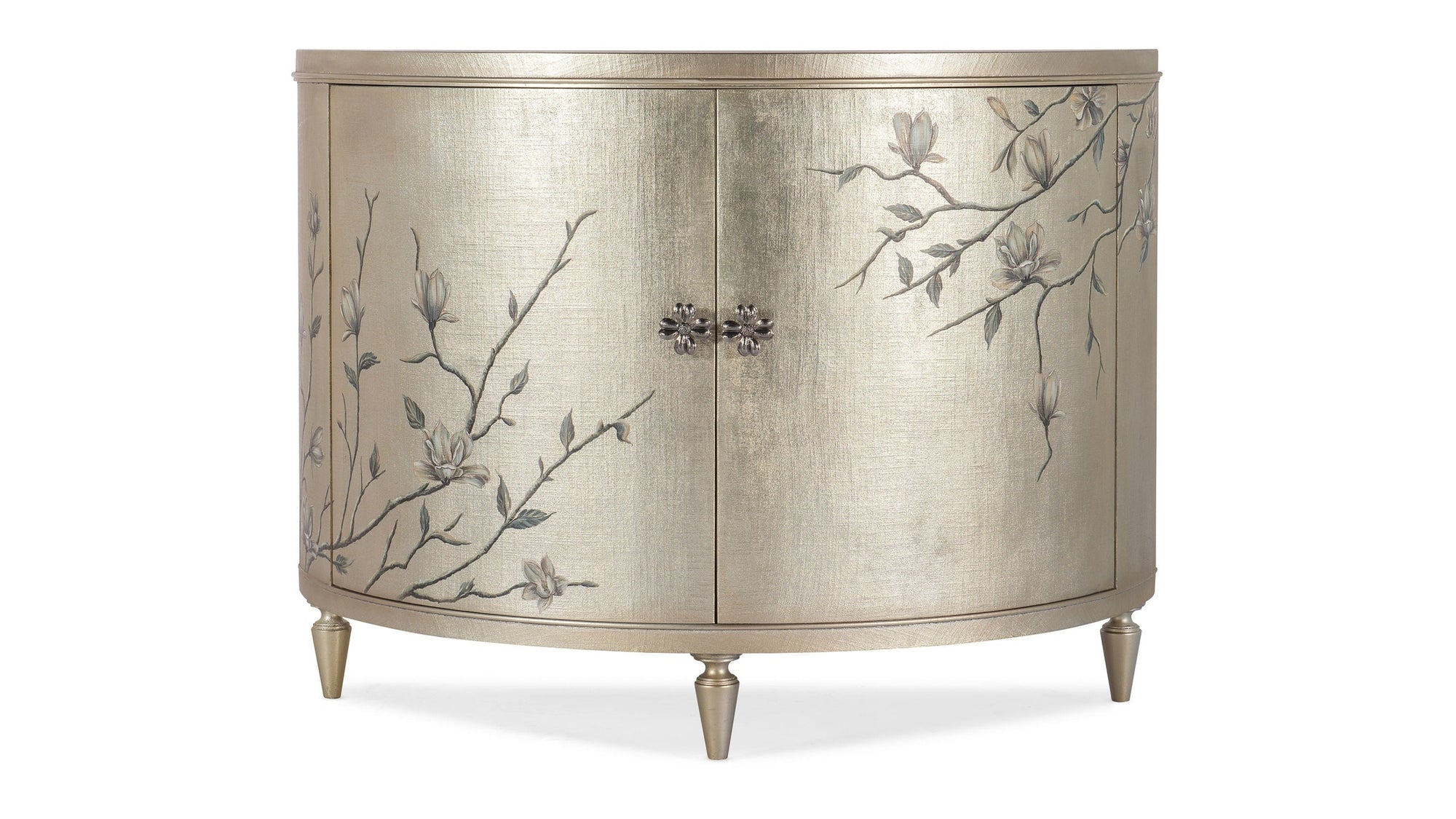 Melange - Marguerite 2-Door Demilune Chest - Pearl Silver