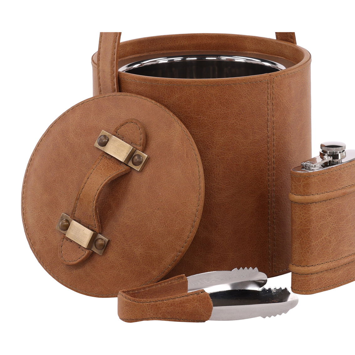 Felix - Ice Bucket &amp; Flask Set - Light Brown