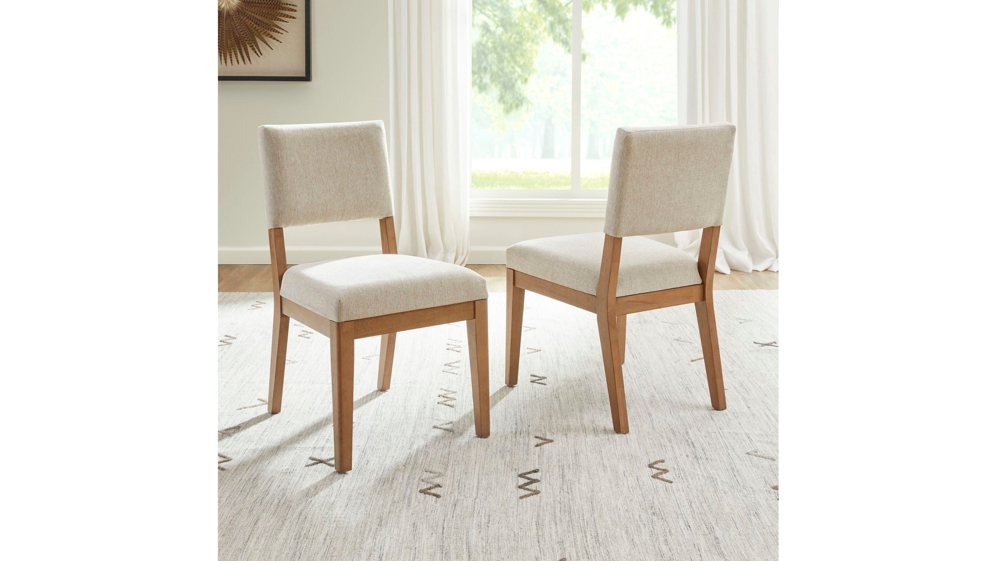Millwork - Dining Chair Set of 2 - White / Light Brown