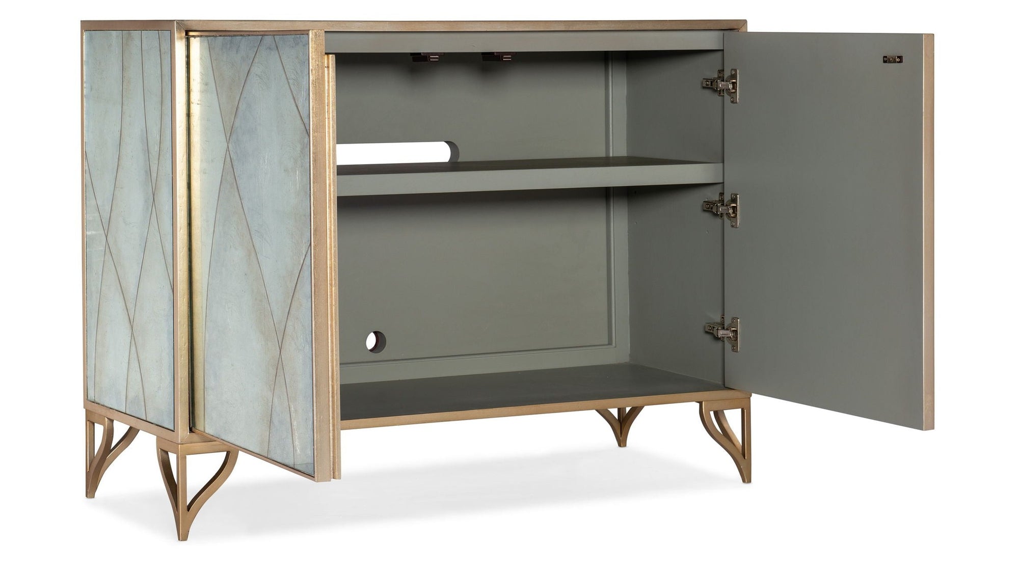 Melange - Joannie 2-Door Chest - Light Blue / Gold