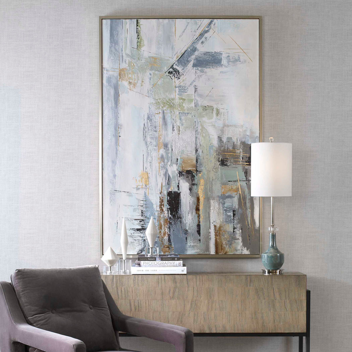 Natural Springs - Hand Painted Canvas Art - Light Gray
