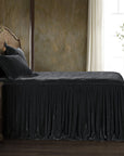 Stella - Queen Faux Silk Velvet Bedspread Set (Set of 3) - Black