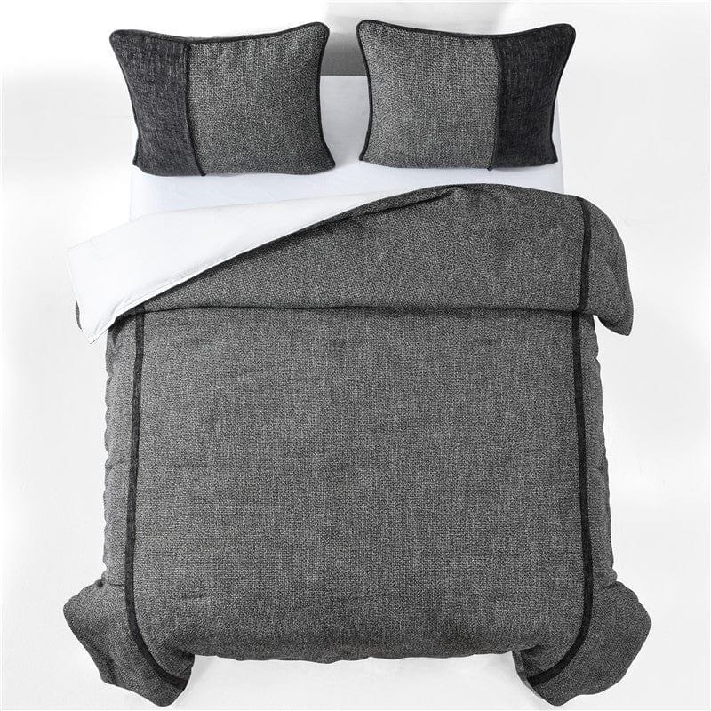 Hamilton - Queen Tweed Duvet Cover Set (Set of 3) - Black / White