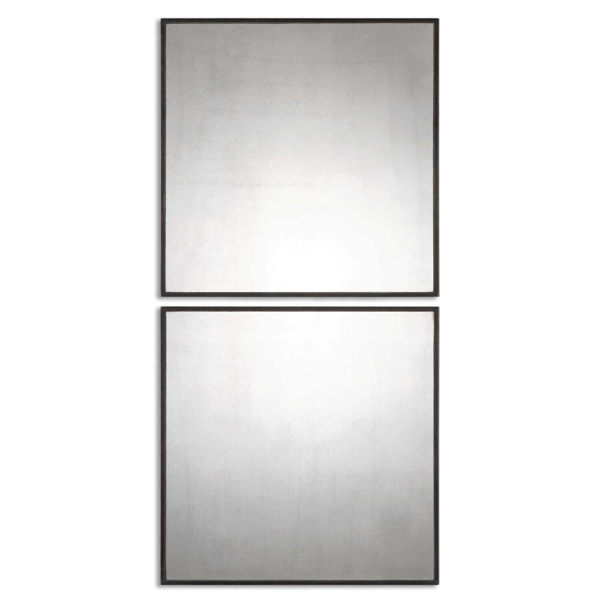 Matty Squares - Antiqued Square Mirrors Set of 2 - Black