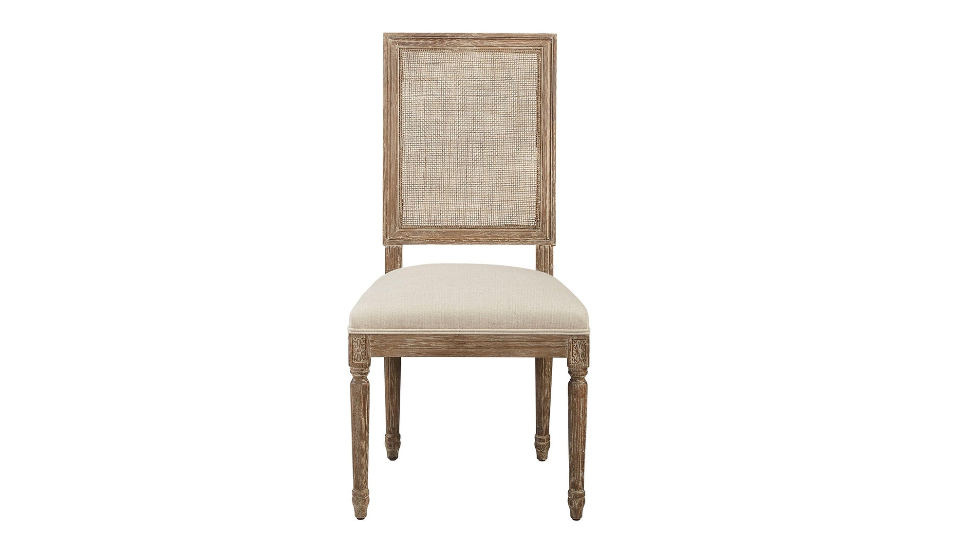 Caned Back Side Chair Set of 2 - Linen & Oak