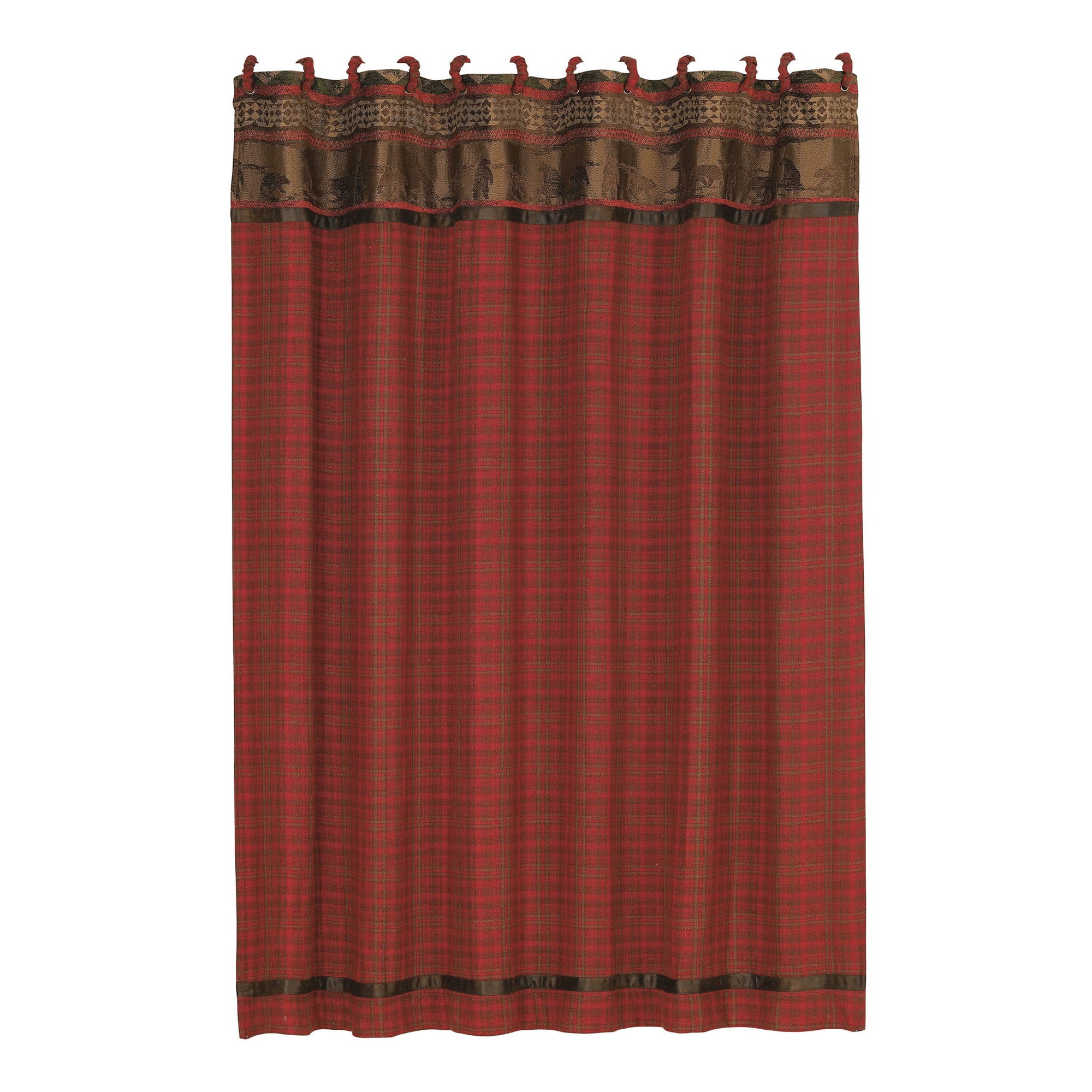 Cascade Lodge - Plaid Shower Curtain - Red / Brown