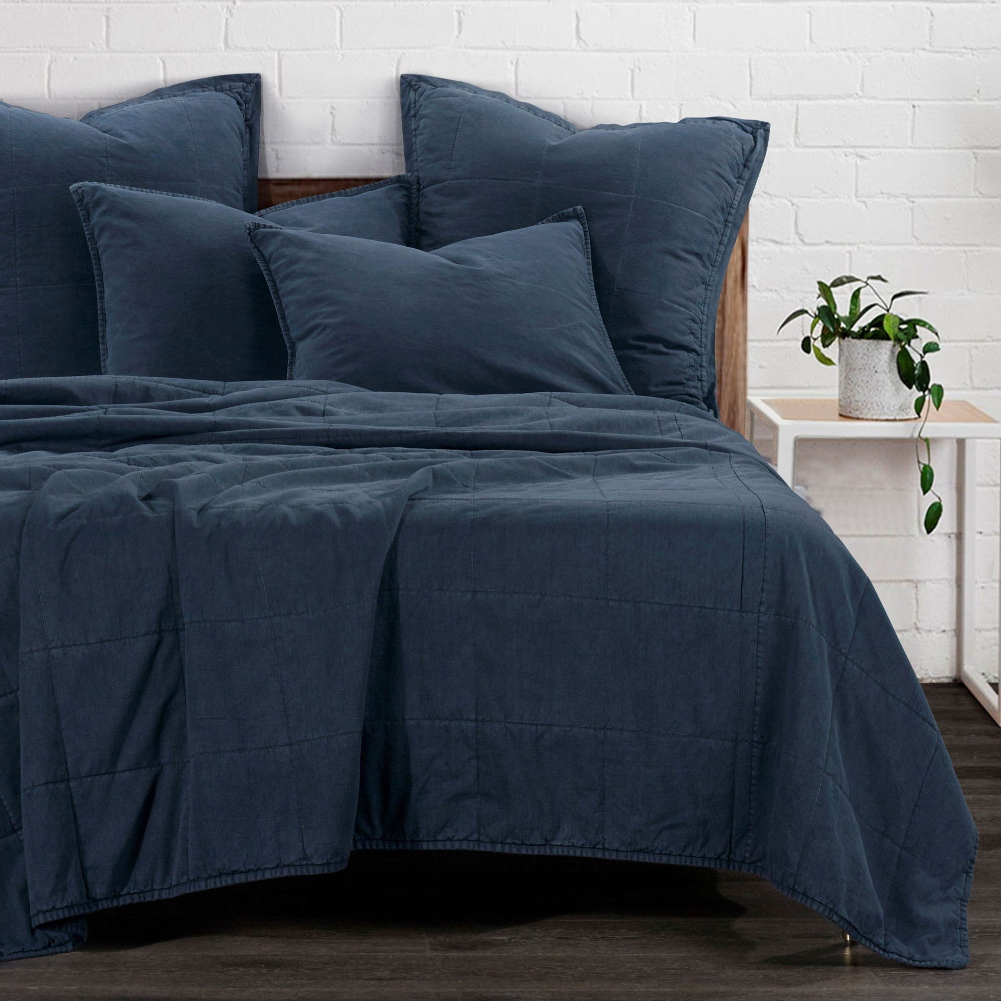 Cotton Canvas - Twin Stonewashed Coverlet Set (Set of 2) - Denim