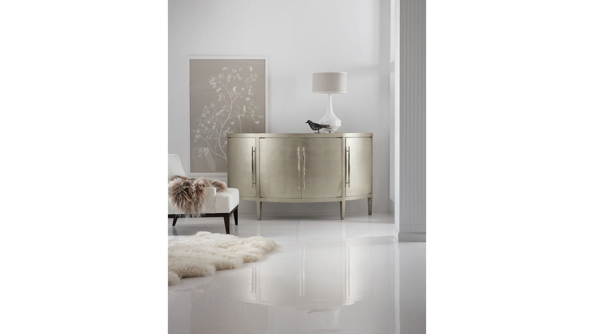 Melange - Amberly Credenza - Pearl Silver