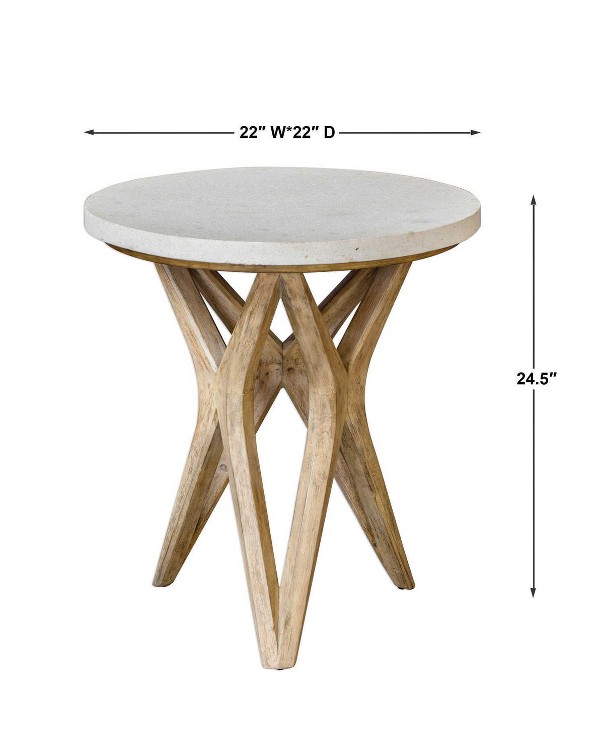 Marnie - Limestone Side Table - White &amp; Light Brown