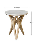 Marnie - Limestone Side Table - White & Light Brown