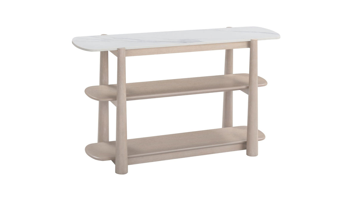 Horizons - Console Table - White Oak / White Marble