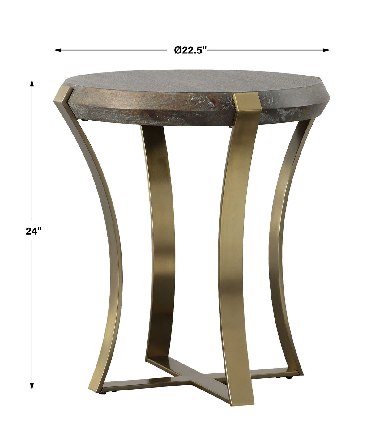 Unite - Brass Leg Wood Side Table - Dark Brown