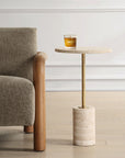 Malya - Travertine Accent Table - Beige