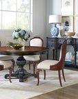Charleston - Round Pedestal Dining Table With 1-20" leaf - Dark Brown
