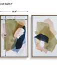 Abstract Afternoon - Framed Canvases (Set of 2) - Blue / Green / Pink / White / Woodtone / Yellow