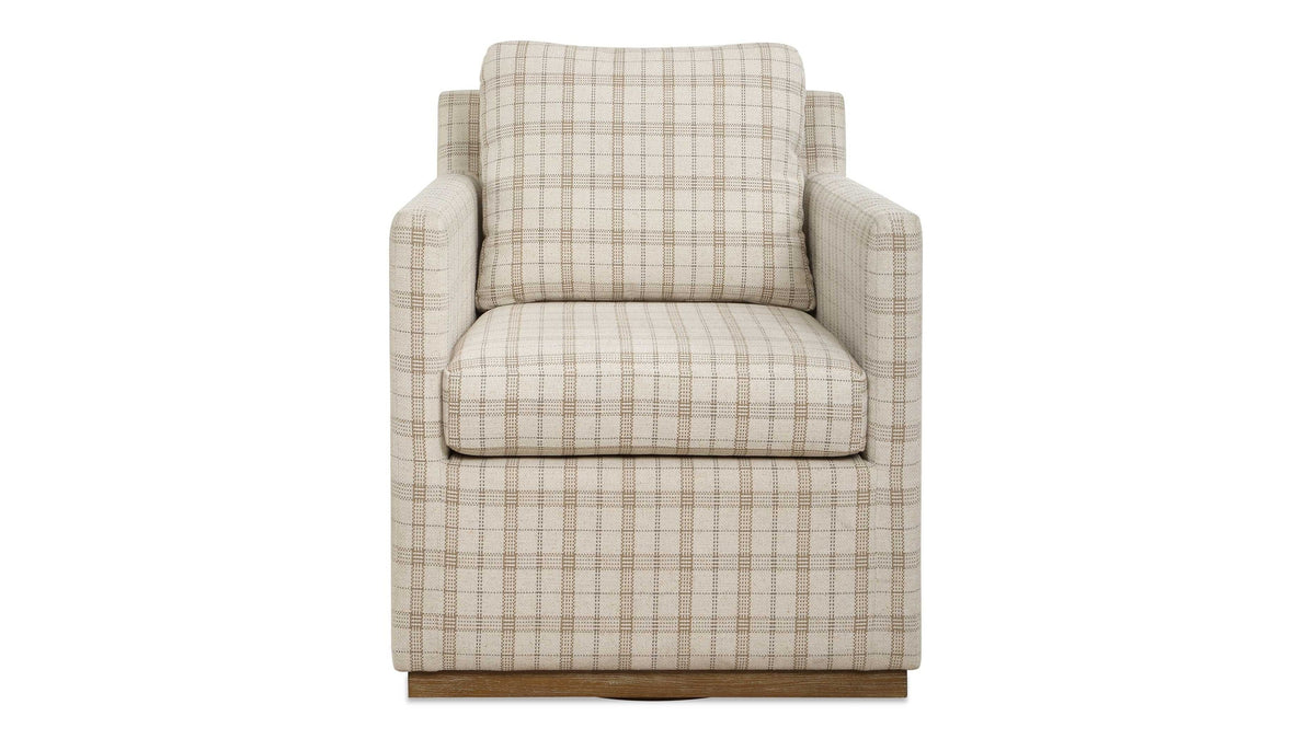 Basie - Casual Linen Swivel Chair - White