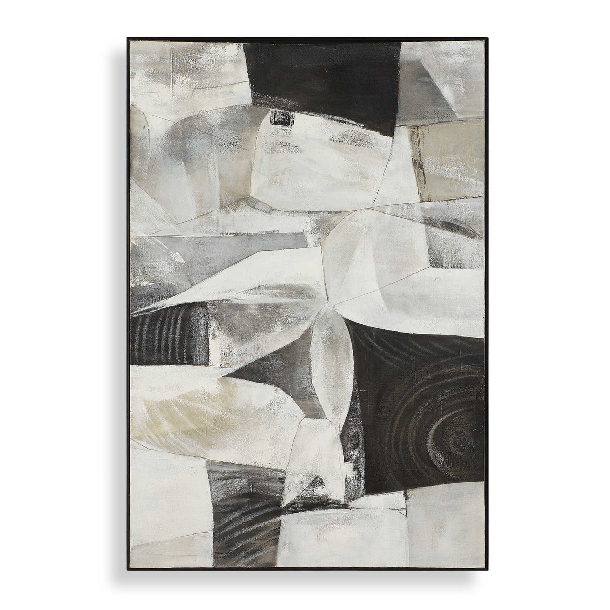 Folding - Time Framed Abstract Art - Black / Brown / Gray / White