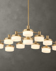 Wedge - 12 Light LED Brass Chandelier - White / Gold