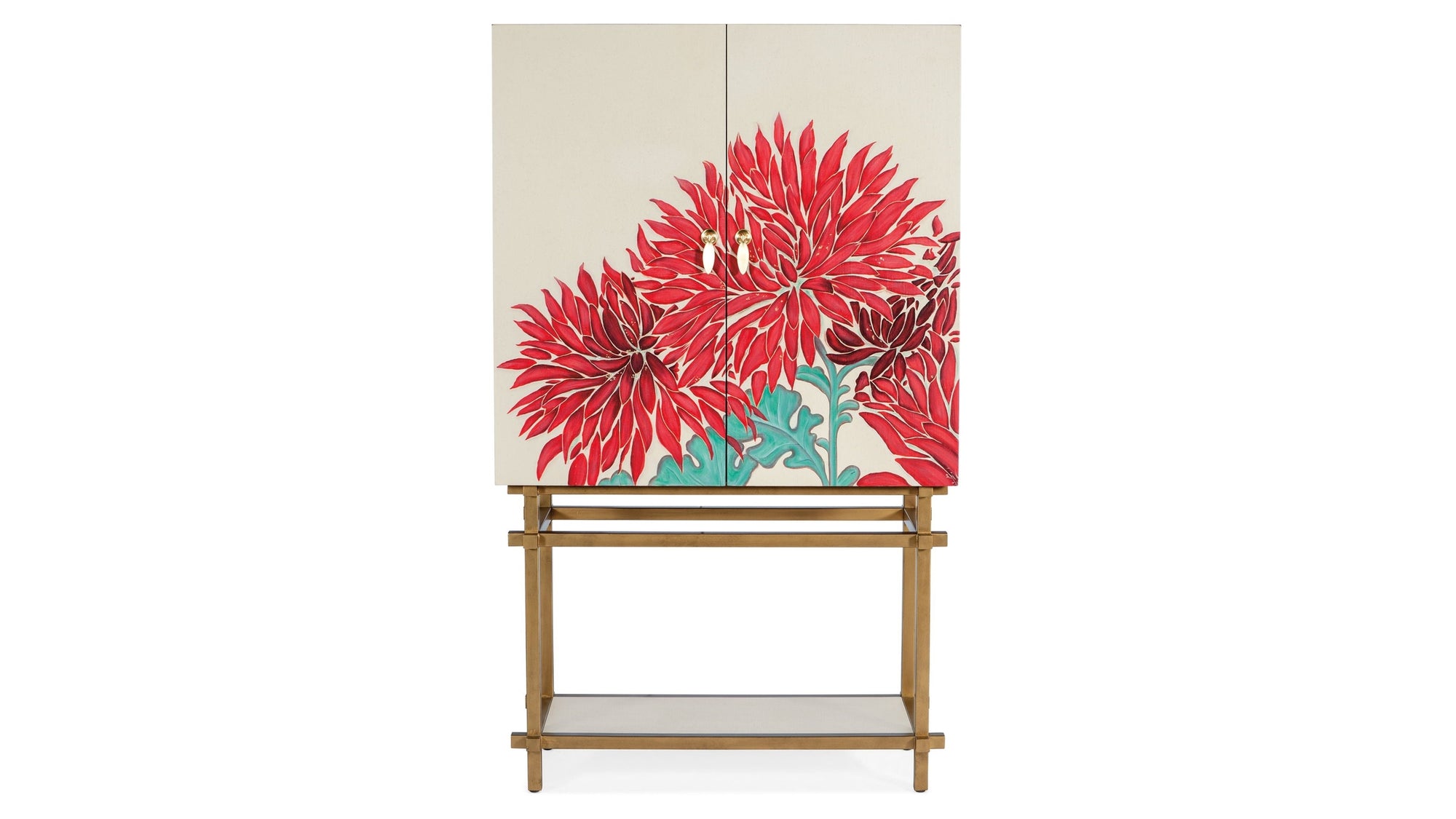 Melange - Patrisha Bar Cabinet - Beige / Red