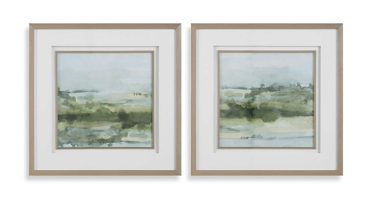 Soft Sage - Abstract Landscape Prints Set of 2 - Gray