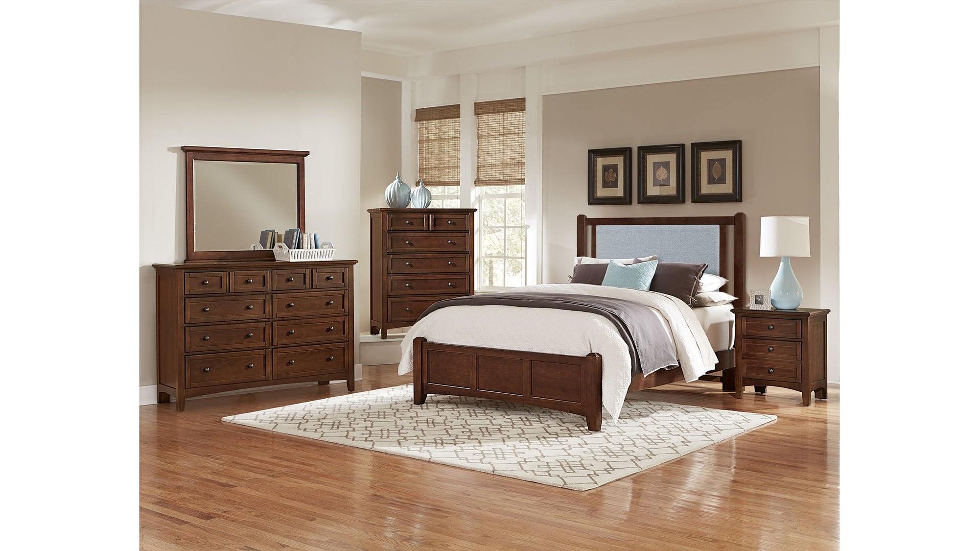 Bonanza - Ocean Blue Upholstered Bed With Mansion Footboard
