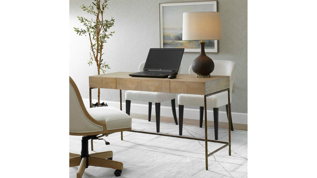 Aristotle - Natural Wood Modern Desk