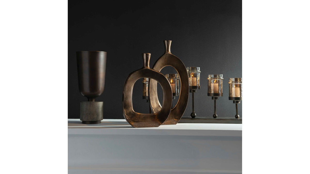 Kyler - Textured Vases (Set of 2) - Bronze