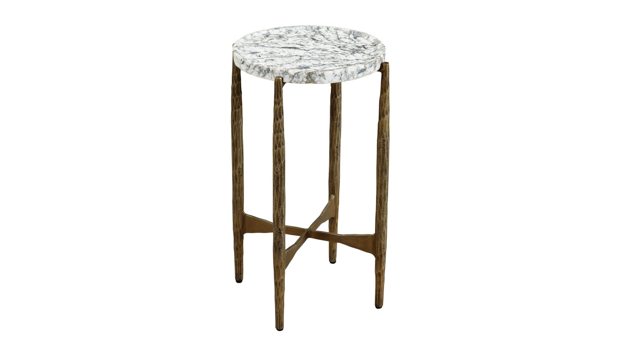 Soren - Accent Table - White / Gray / Brass