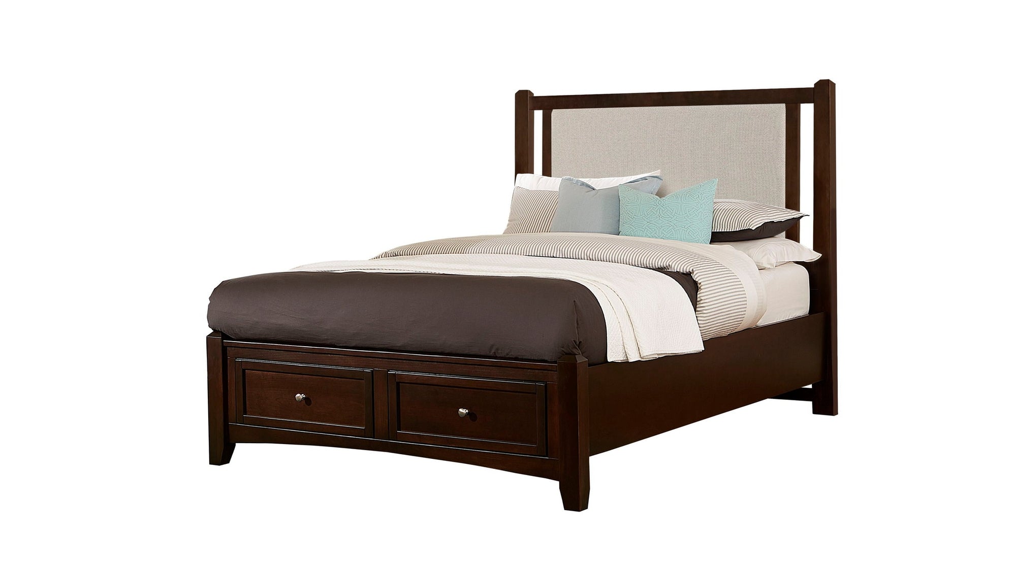 Bonanza - Pebble Gray Upholstered Bed With Storage Footboard