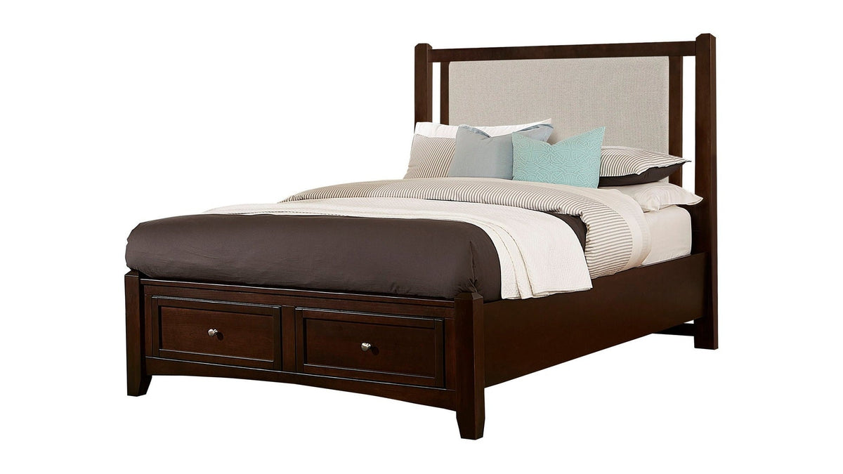 Bonanza - Pebble Gray Upholstered Bed With Storage Footboard
