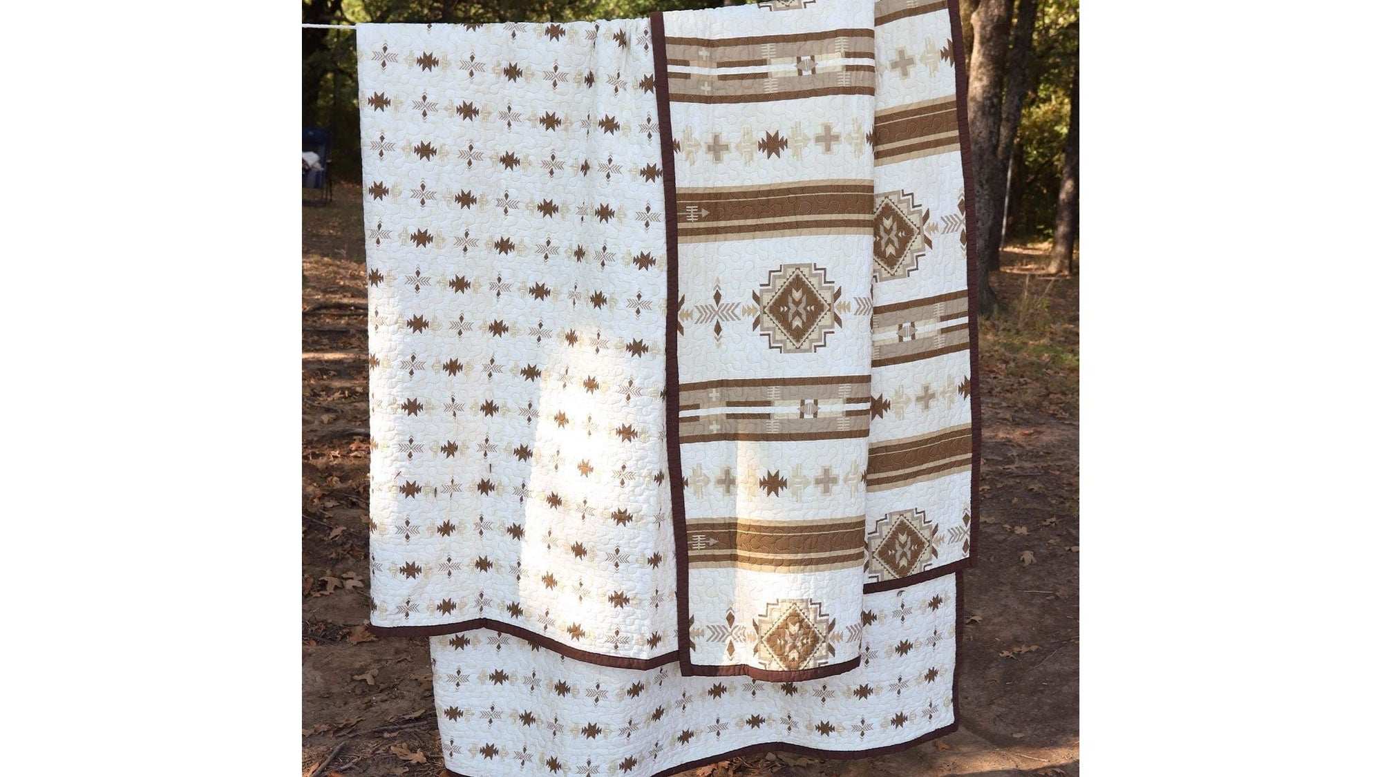 Dakota - Full/Queen Reversible Quilt Set Set of 3 - Tan