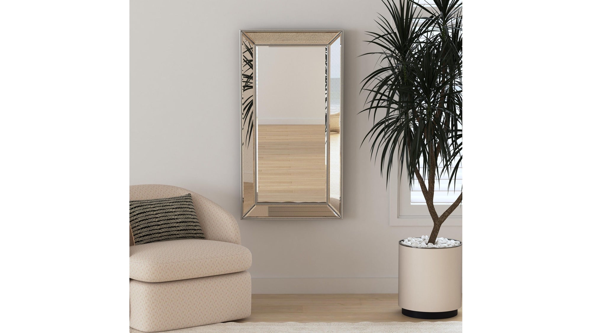 Beaded - Wall Mirror 48" - Silver